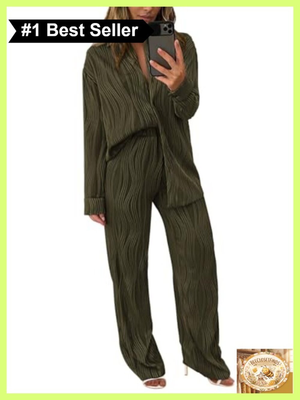 2 Piece Wide Leg Pant Set Button Down Lounge Tracksuit Set